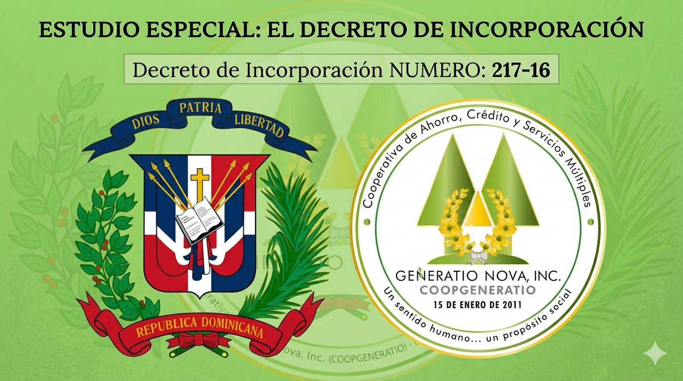 Decreto 217-16 Incorporación Cooperativa Generatio Nova, Inc.